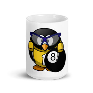MGear “8Ball Penguin” White Glossy Billiards Pool Player Mug