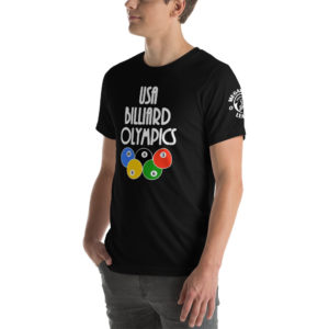 MGear Billiards Shirt | Pool T-Shirt | “Billiard Olympics” Short-Sleeve Unisex Billiards Pool Player T-Shirt