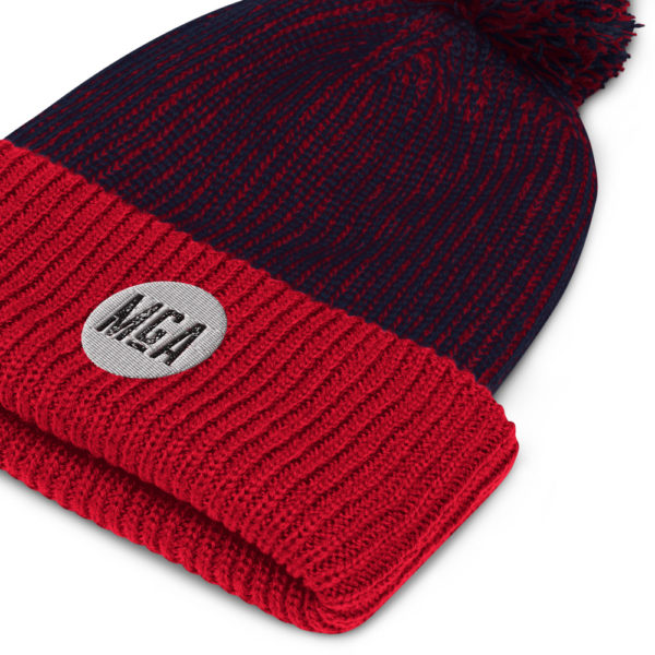speckled pom pom beanie navy red product details 615fc58435831