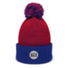 speckled pom pom beanie red royal front 615fc506f1d3c