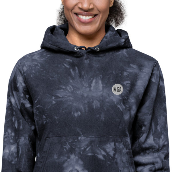 unisex champion tie dye hoodie navy zoomed in 6161a59cbe3a8