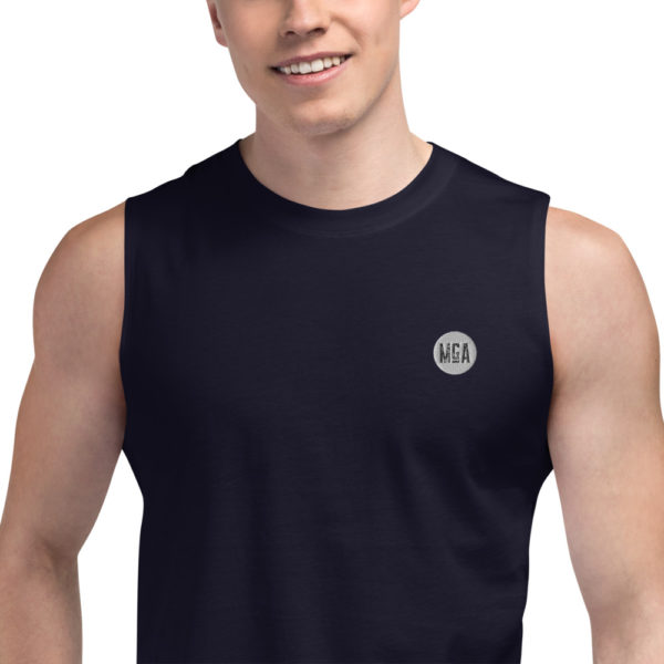 unisex muscle shirt navy zoomed in 61571e8b9856f